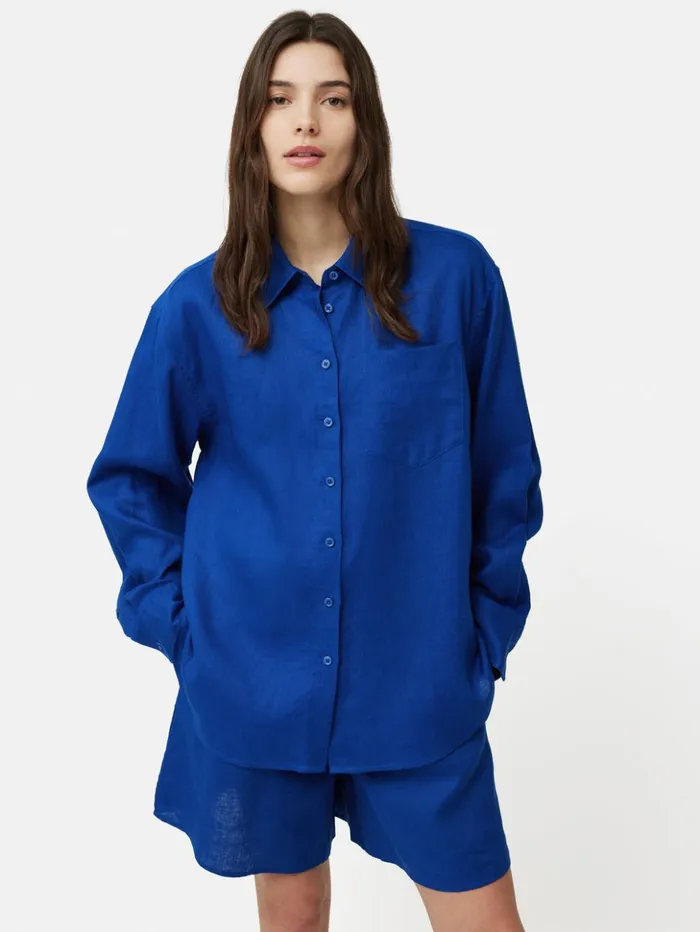 Jigsaw Linen Relaxed Shirt Blue Women Coords