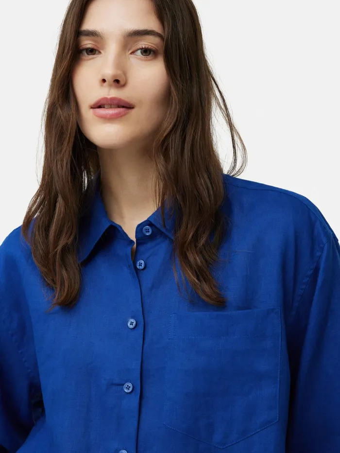 Jigsaw Linen Relaxed Shirt Blue Women Coords
