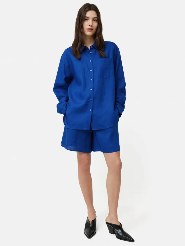 Jigsaw Linen Relaxed Shirt Blue Women Coords