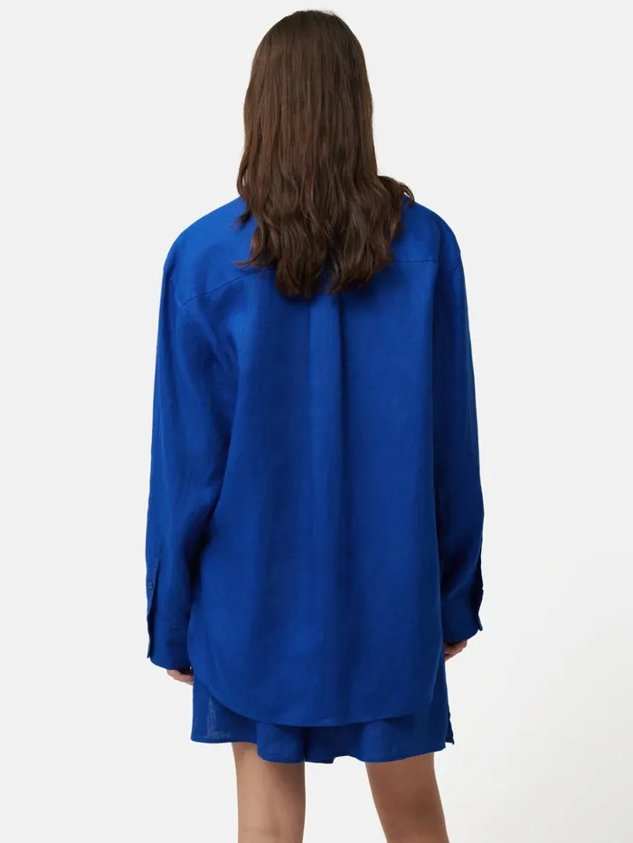 Jigsaw Linen Relaxed Shirt Blue Women Coords