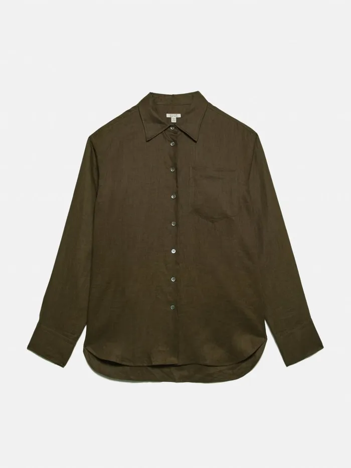 Jigsaw Linen Relaxed Shirt Dark Green Women Coords