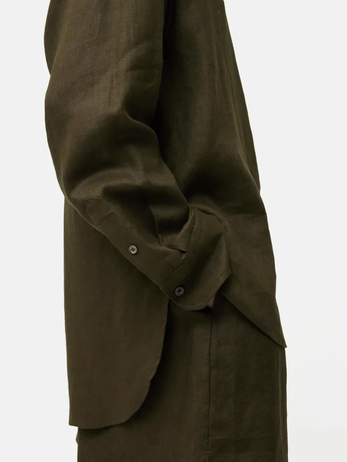Jigsaw Linen Relaxed Shirt Dark Green Women Coords
