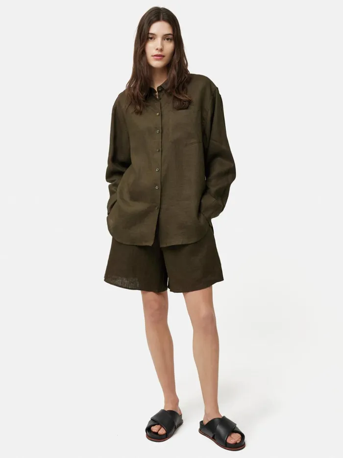 Jigsaw Linen Relaxed Shirt Dark Green Women Coords