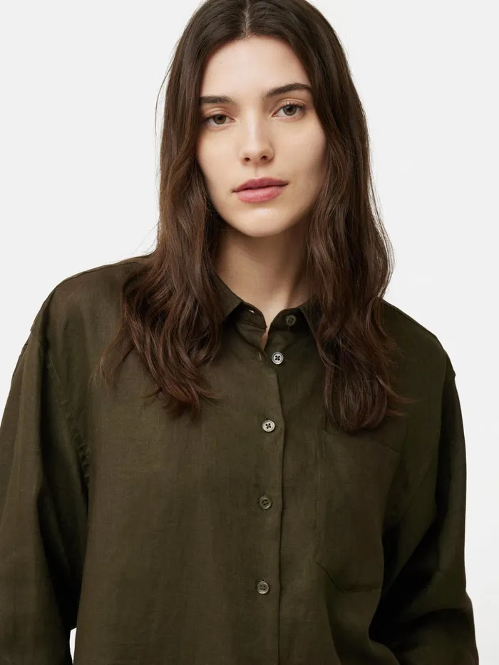 Jigsaw Linen Relaxed Shirt Dark Green Women Coords