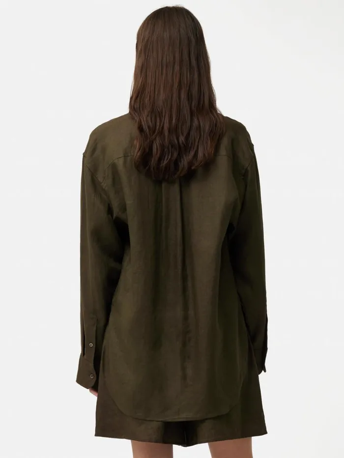 Jigsaw Linen Relaxed Shirt Dark Green Women Coords
