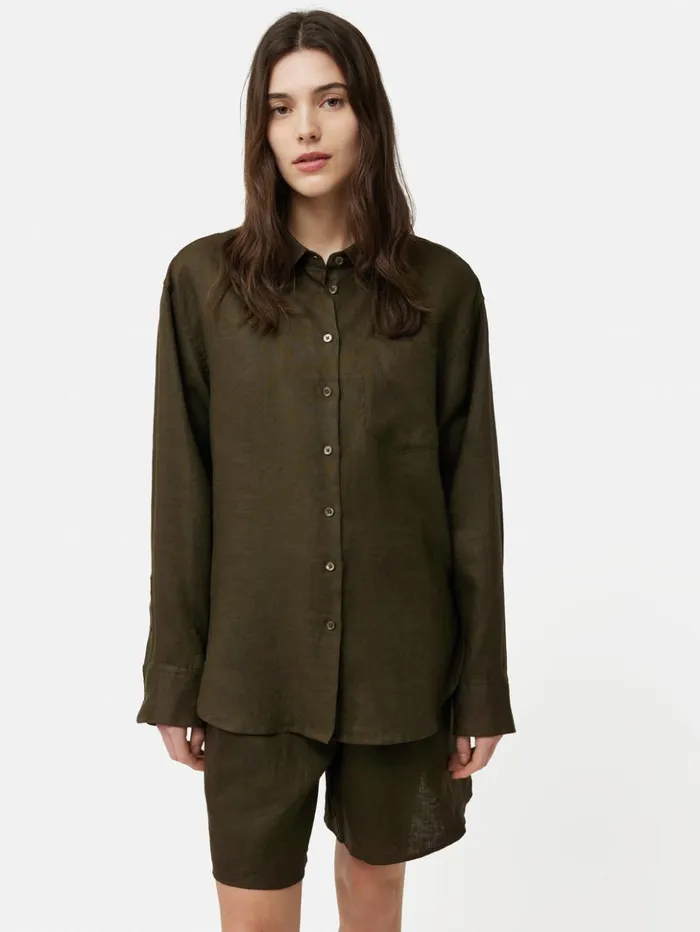Jigsaw Linen Relaxed Shirt Dark Green Women Coords
