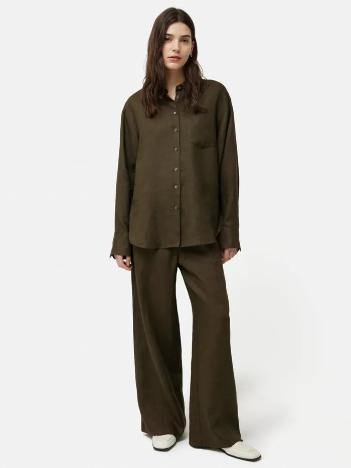 Jigsaw Linen Relaxed Shirt Dark Green Women Coords