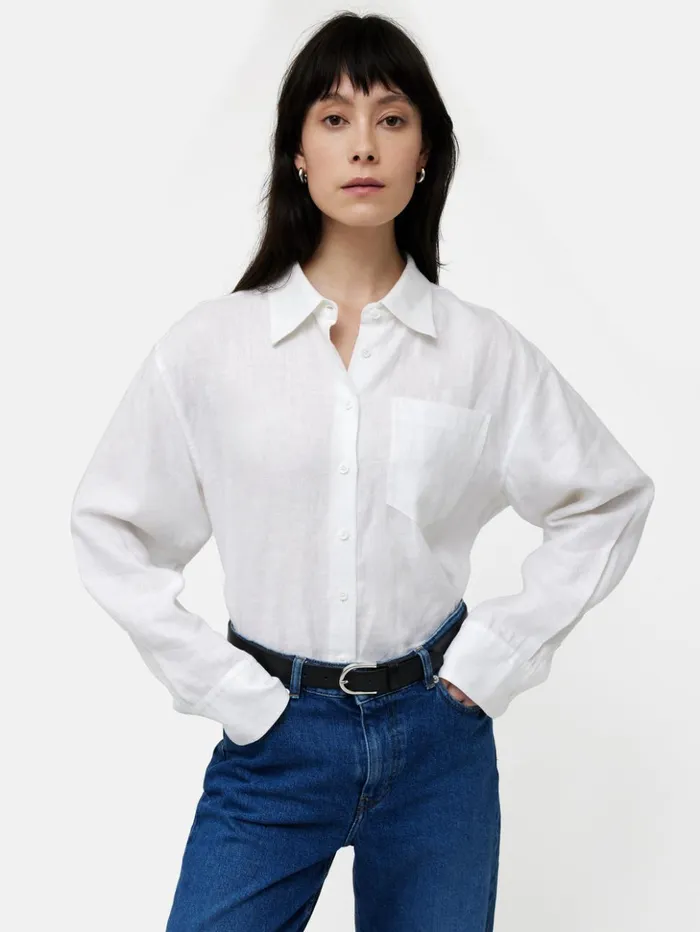 Jigsaw Linen Relaxed Shirt White Women Shirts and Tops