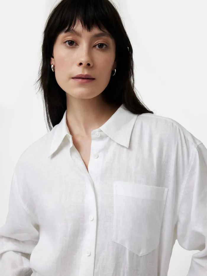 Jigsaw Linen Relaxed Shirt White Women Shirts and Tops