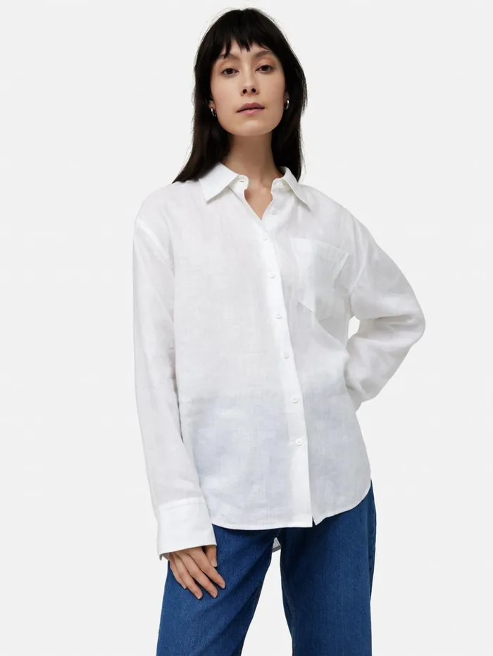 Jigsaw Linen Relaxed Shirt White Women Shirts and Tops