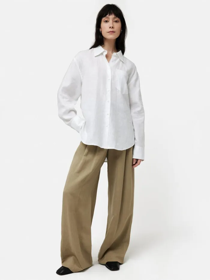 Jigsaw Linen Relaxed Shirt White Women Shirts and Tops