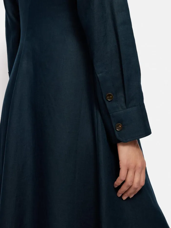 Jigsaw Linen Shirt Dress Navy Women Dresses and Jumpsuits