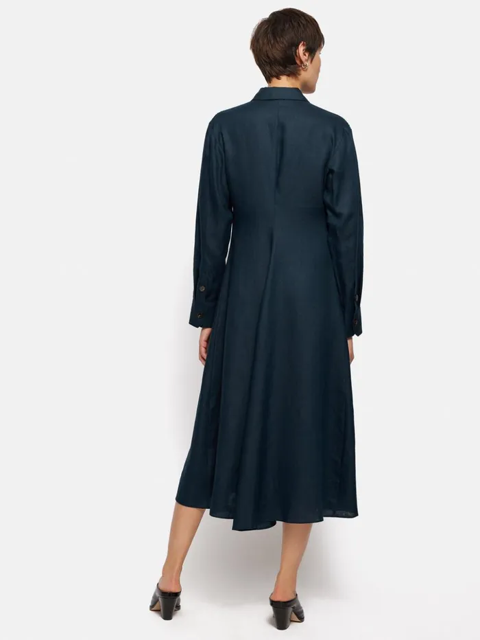 Jigsaw Linen Shirt Dress Navy Women Dresses and Jumpsuits