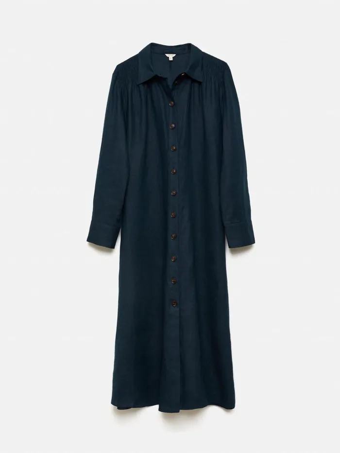 Jigsaw Linen Shirt Dress Navy Women Dresses and Jumpsuits