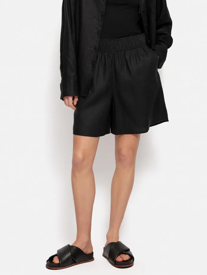 Jigsaw Linen Short Black Women Shorts