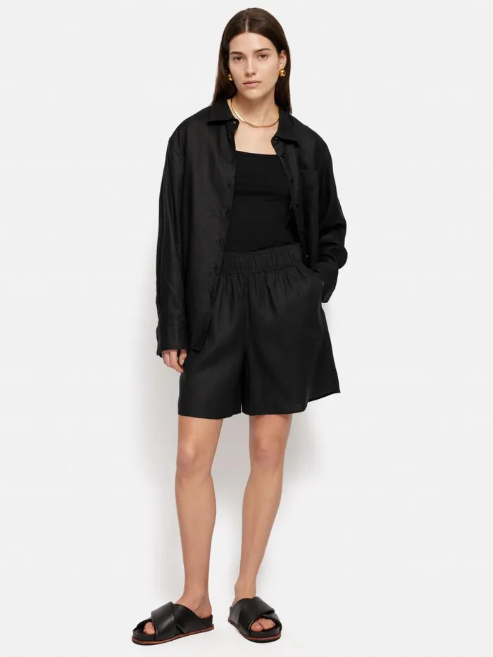 Jigsaw Linen Short Black Women Shorts
