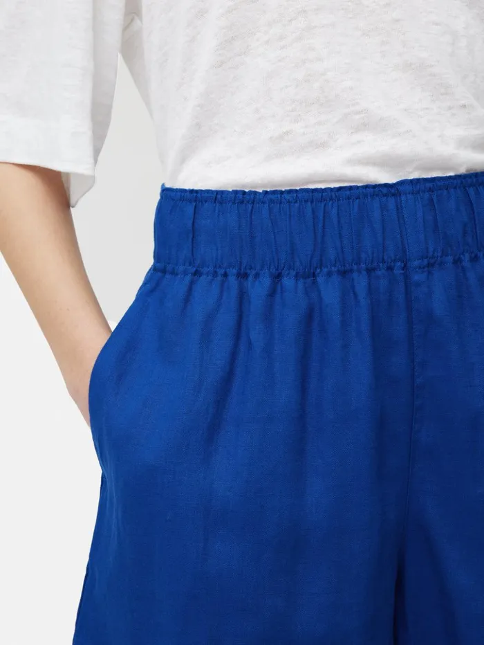 Jigsaw Linen Short Blue Women Shorts
