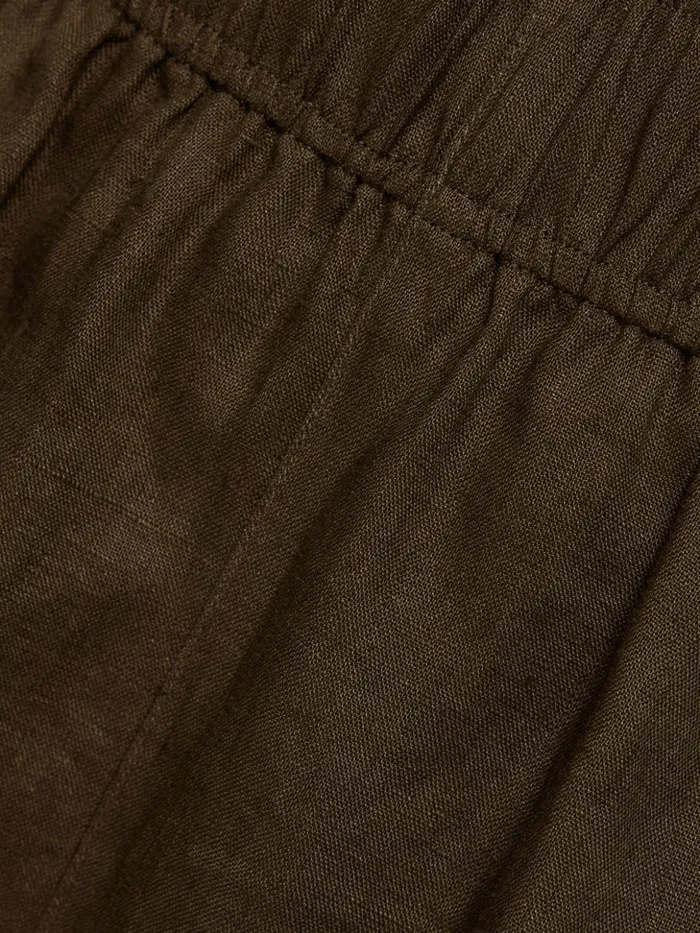 Jigsaw Linen Short Dark Green Women Shorts