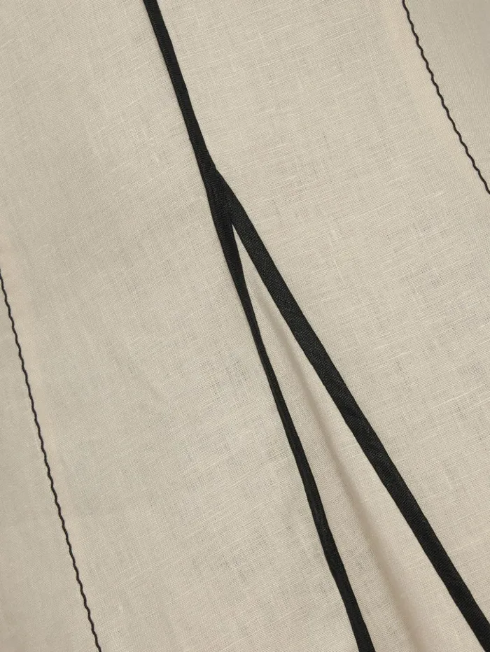 Jigsaw Linen Sleeveless Piped Dress Cream Women Dresses and Jumpsuits
