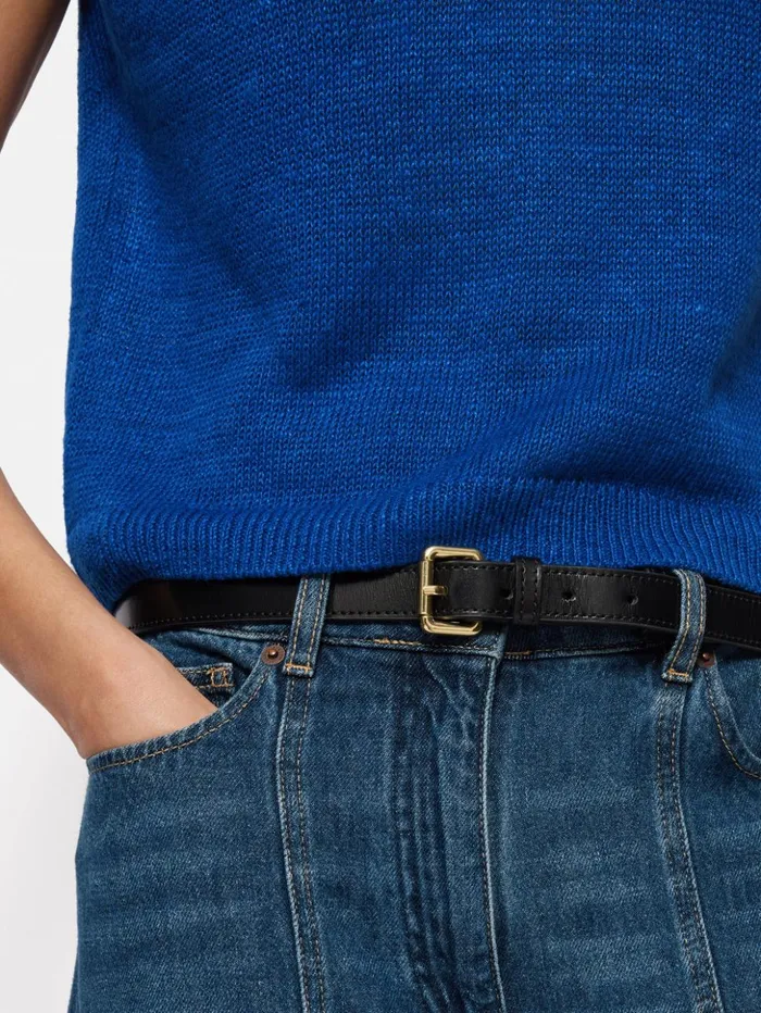 Jigsaw Linen Slub Cropped V Tank Top Blue Women Knitwear and Cashmere