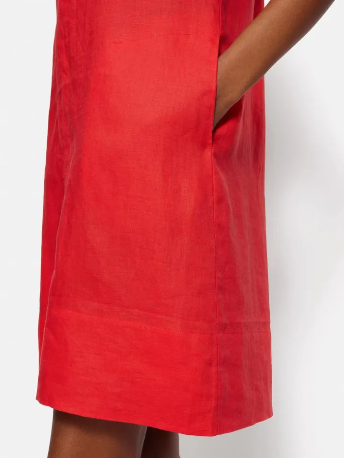 Jigsaw Linen Smocked Tshirt Dress Coral Women Dresses and Jumpsuits