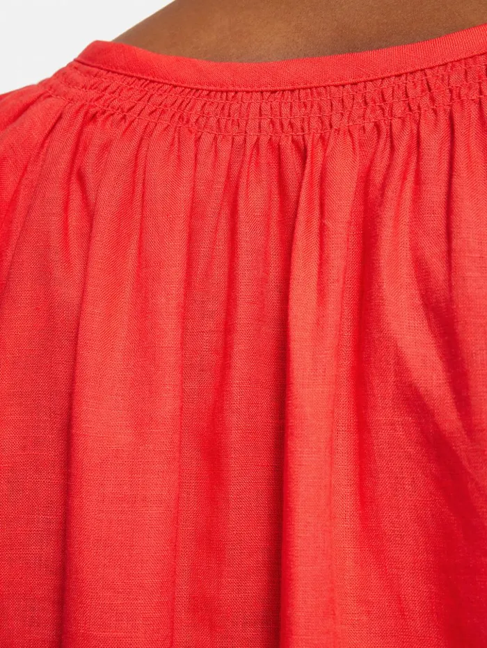 Jigsaw Linen Smocked Tshirt Dress Coral Women Dresses and Jumpsuits