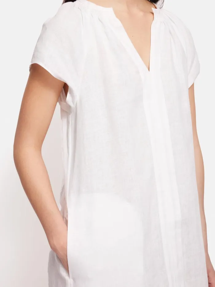 Jigsaw Linen Smocked Tshirt Dress White Women Dresses and Jumpsuits