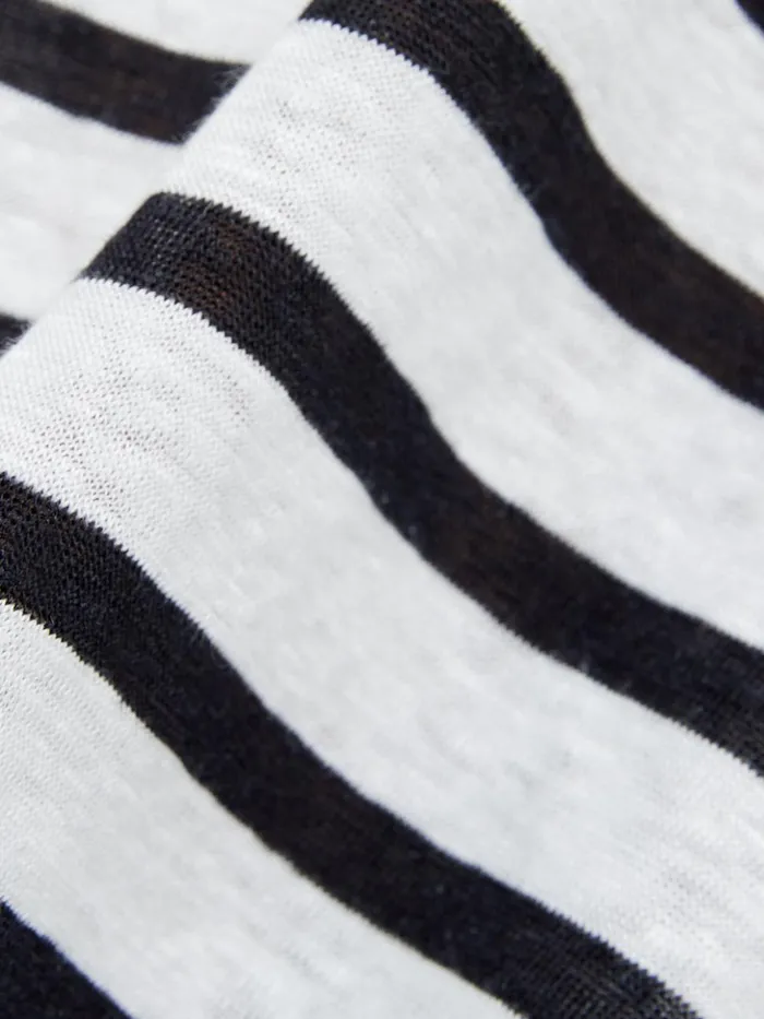 Jigsaw Linen Stripe Short Sleeve Tee Navy Women Shirts and Tops