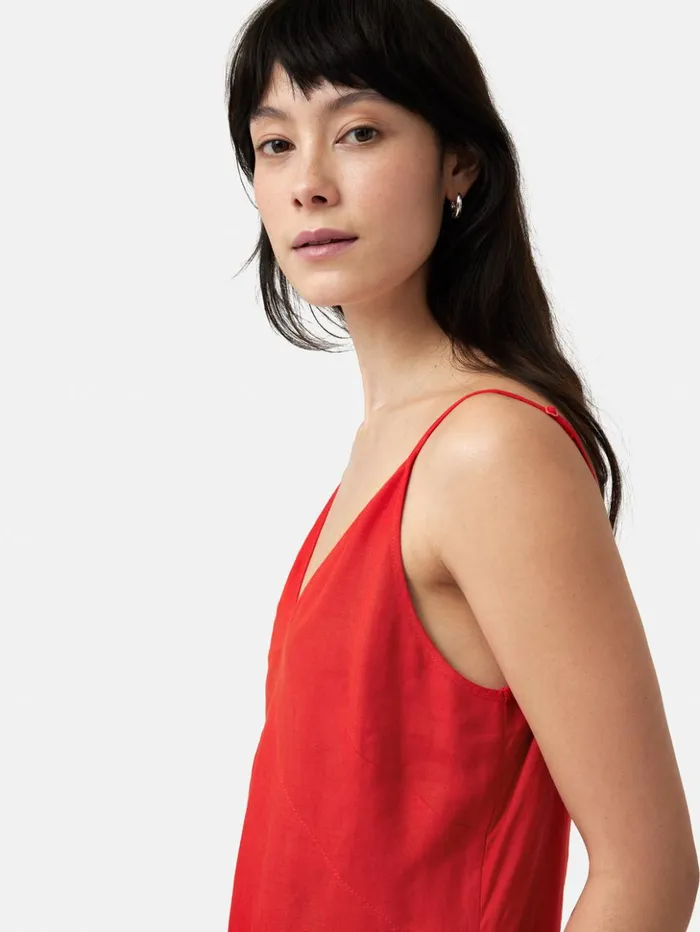 Jigsaw Linen Sundress Red Women Dresses and Jumpsuits