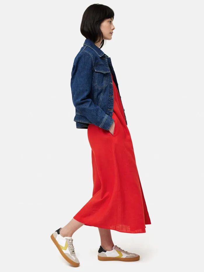 Jigsaw Linen Sundress Red Women Dresses and Jumpsuits