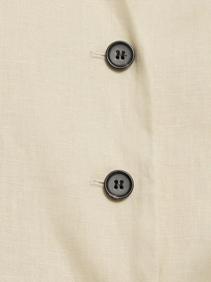 Jigsaw Linen Tie Front Waistcoat Cream Women Shirts and Tops