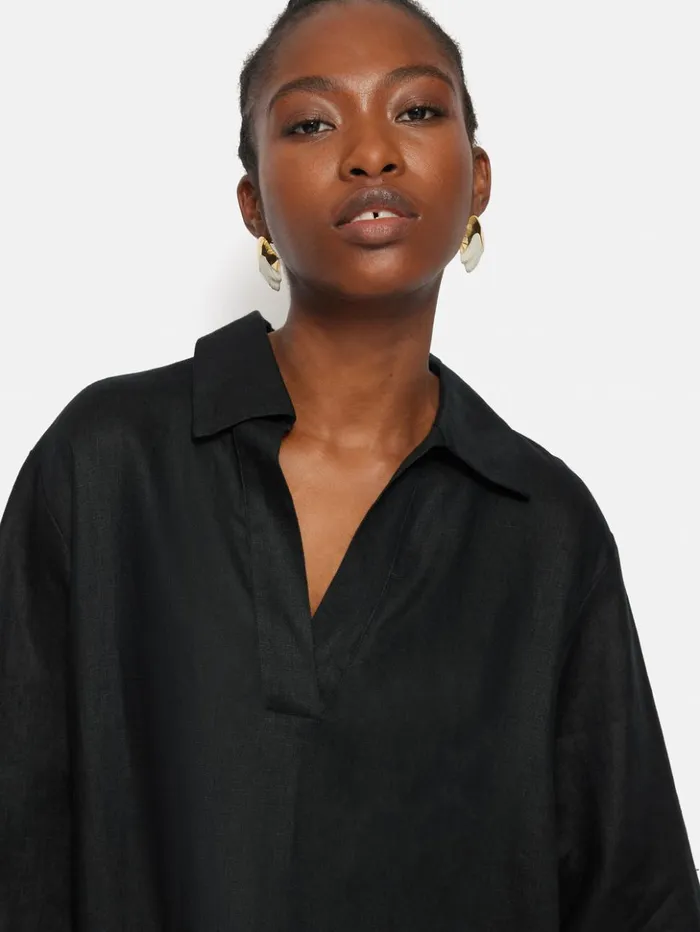 Jigsaw Linen Tunic Shirt Dress Black Women Dresses and Jumpsuits