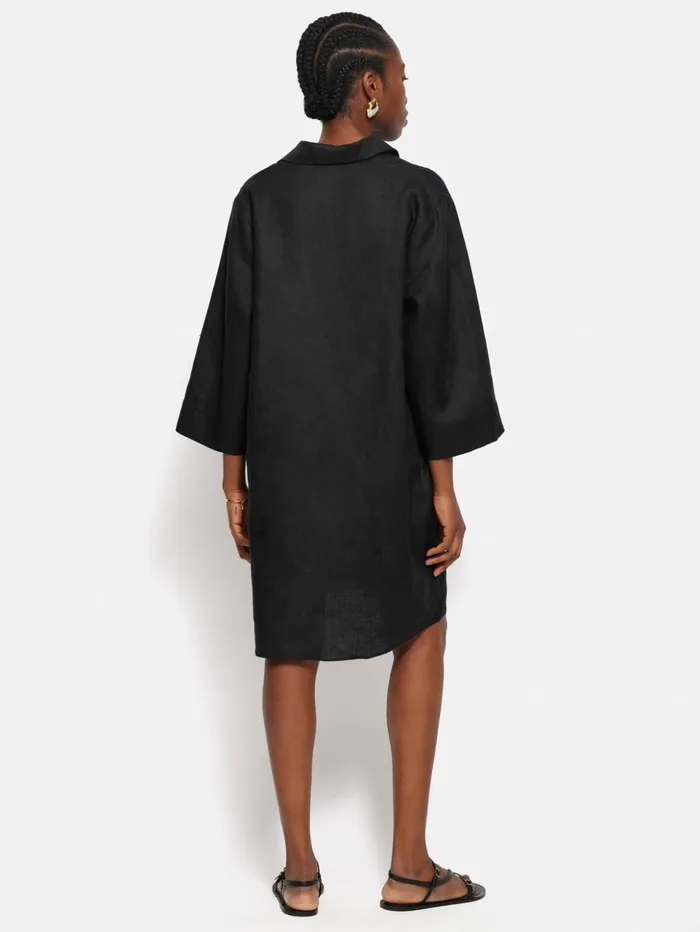 Jigsaw Linen Tunic Shirt Dress Black Women Dresses and Jumpsuits
