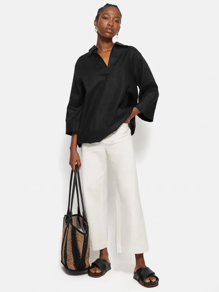 Jigsaw Linen Tunic Shirt Dress Black Women Dresses and Jumpsuits