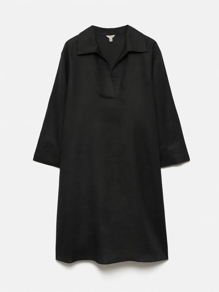 Jigsaw Linen Tunic Shirt Dress Black Women Dresses and Jumpsuits