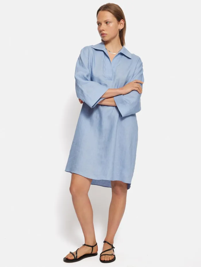 Jigsaw Linen Tunic Shirt Dress Blue Women Dresses and Jumpsuits