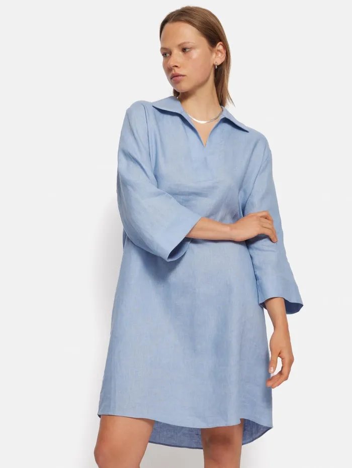 Jigsaw Linen Tunic Shirt Dress Blue Women Dresses and Jumpsuits