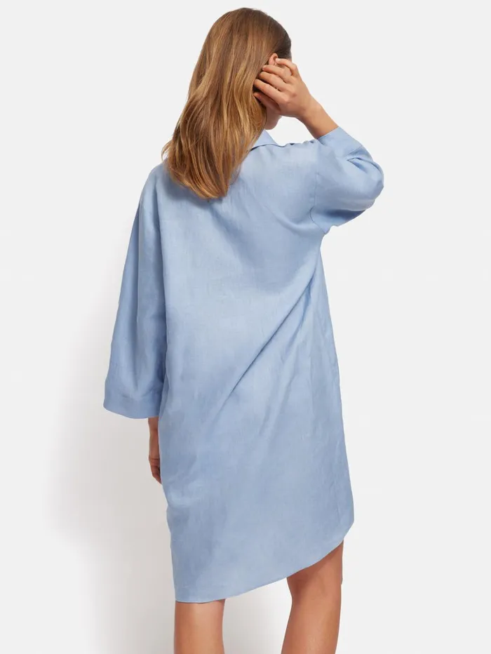 Jigsaw Linen Tunic Shirt Dress Blue Women Dresses and Jumpsuits