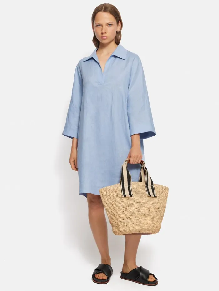 Jigsaw Linen Tunic Shirt Dress Blue Women Dresses and Jumpsuits