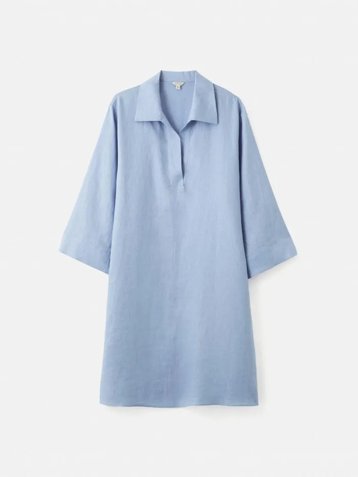 Jigsaw Linen Tunic Shirt Dress Blue Women Dresses and Jumpsuits