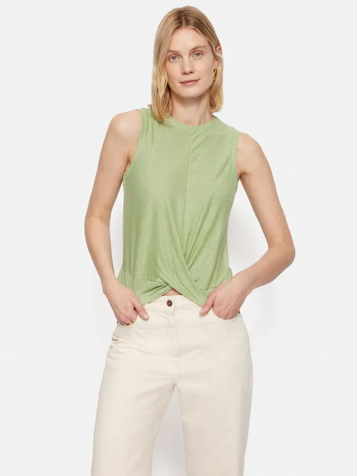 Jigsaw Linen Twist Front Top Green Women Shirts and Tops