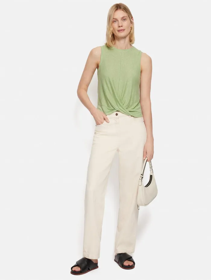 Jigsaw Linen Twist Front Top Green Women Shirts and Tops
