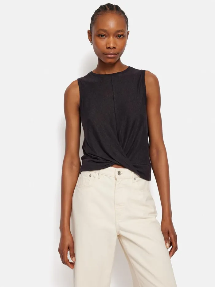 Jigsaw Linen Twist Front Top Purple Women Shirts and Tops