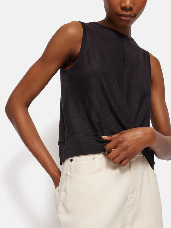 Jigsaw Linen Twist Front Top Purple Women Shirts and Tops