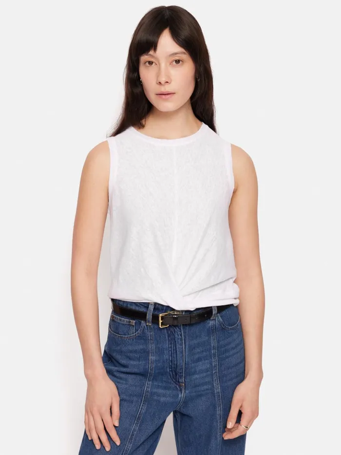 Jigsaw Linen Twist Front Top White Women Shirts and Tops