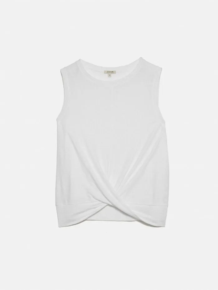 Jigsaw Linen Twist Front Top White Women Shirts and Tops