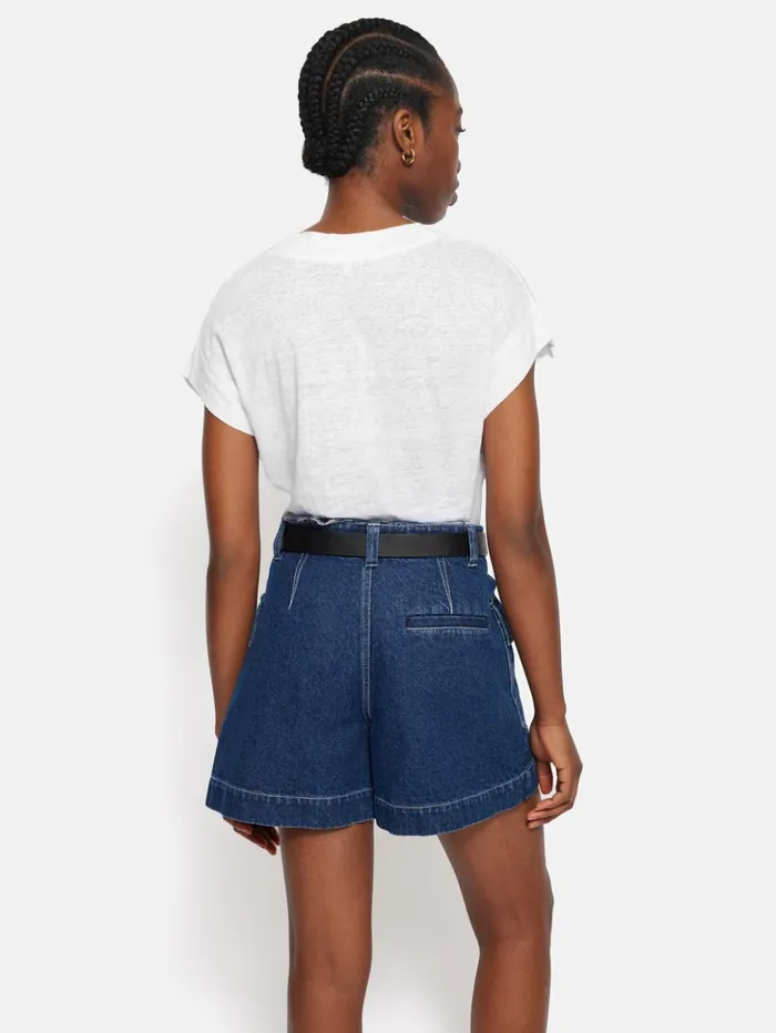 Jigsaw Linen V Neck Tee White Women Shirts and Tops