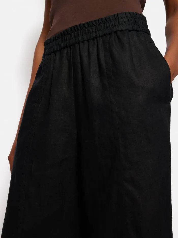 Jigsaw Linen Wide Leg Trouser Black Women Trousers