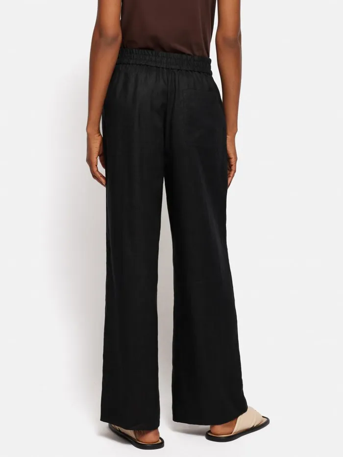 Jigsaw Linen Wide Leg Trouser Black Women Trousers