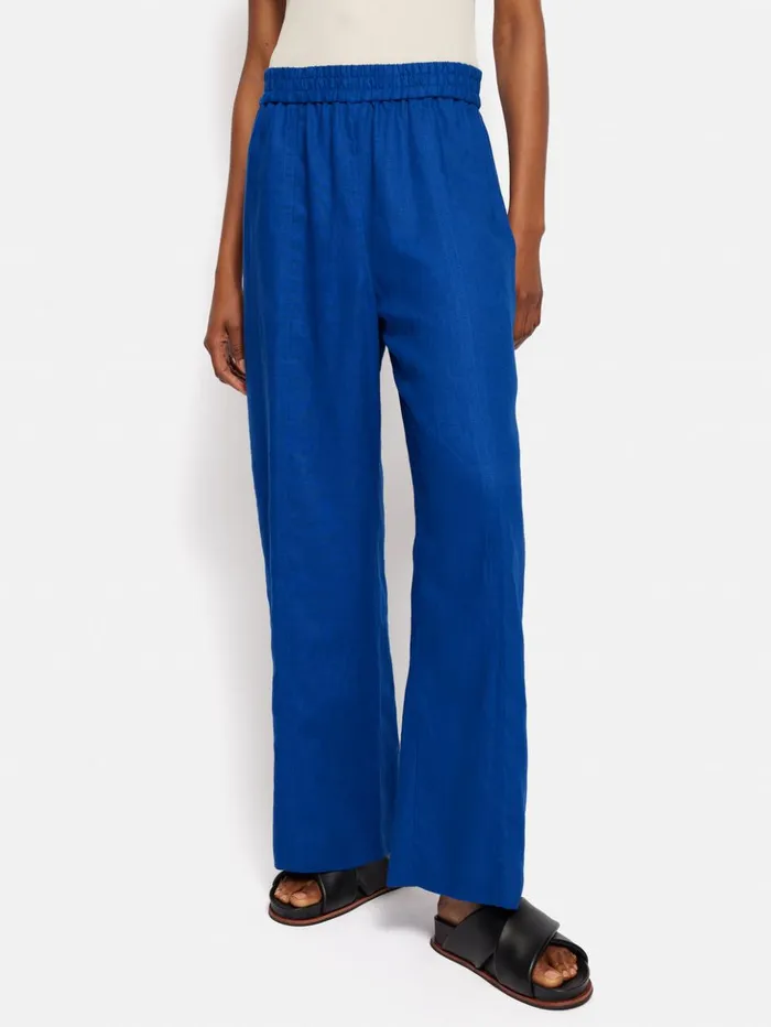 Jigsaw Linen Wide Leg Trouser Blue Women Trousers